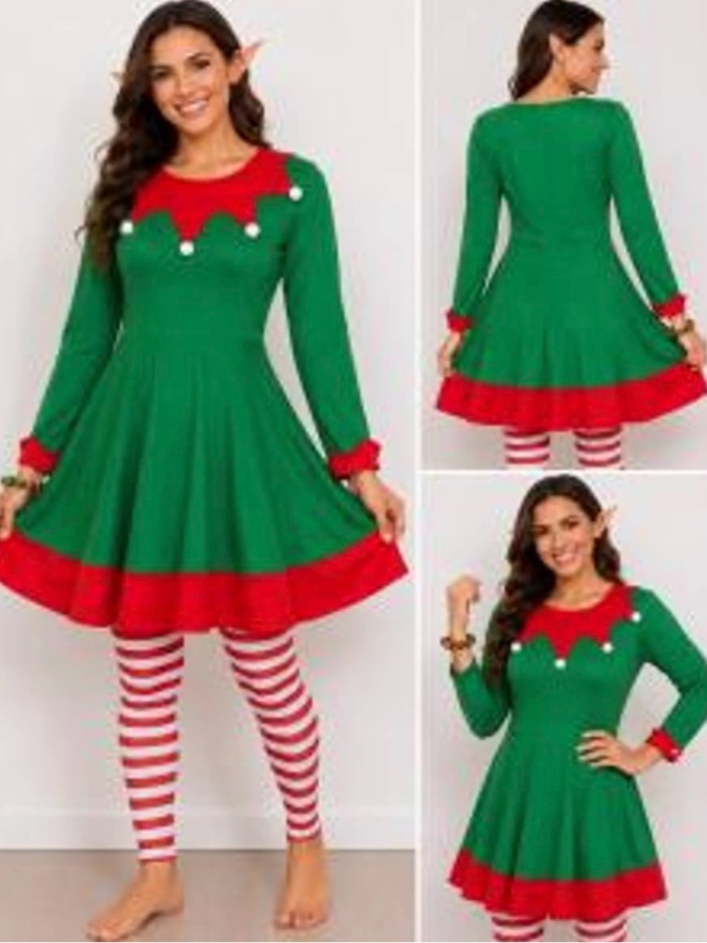 Green & Red Holiday Elf Costume Dress